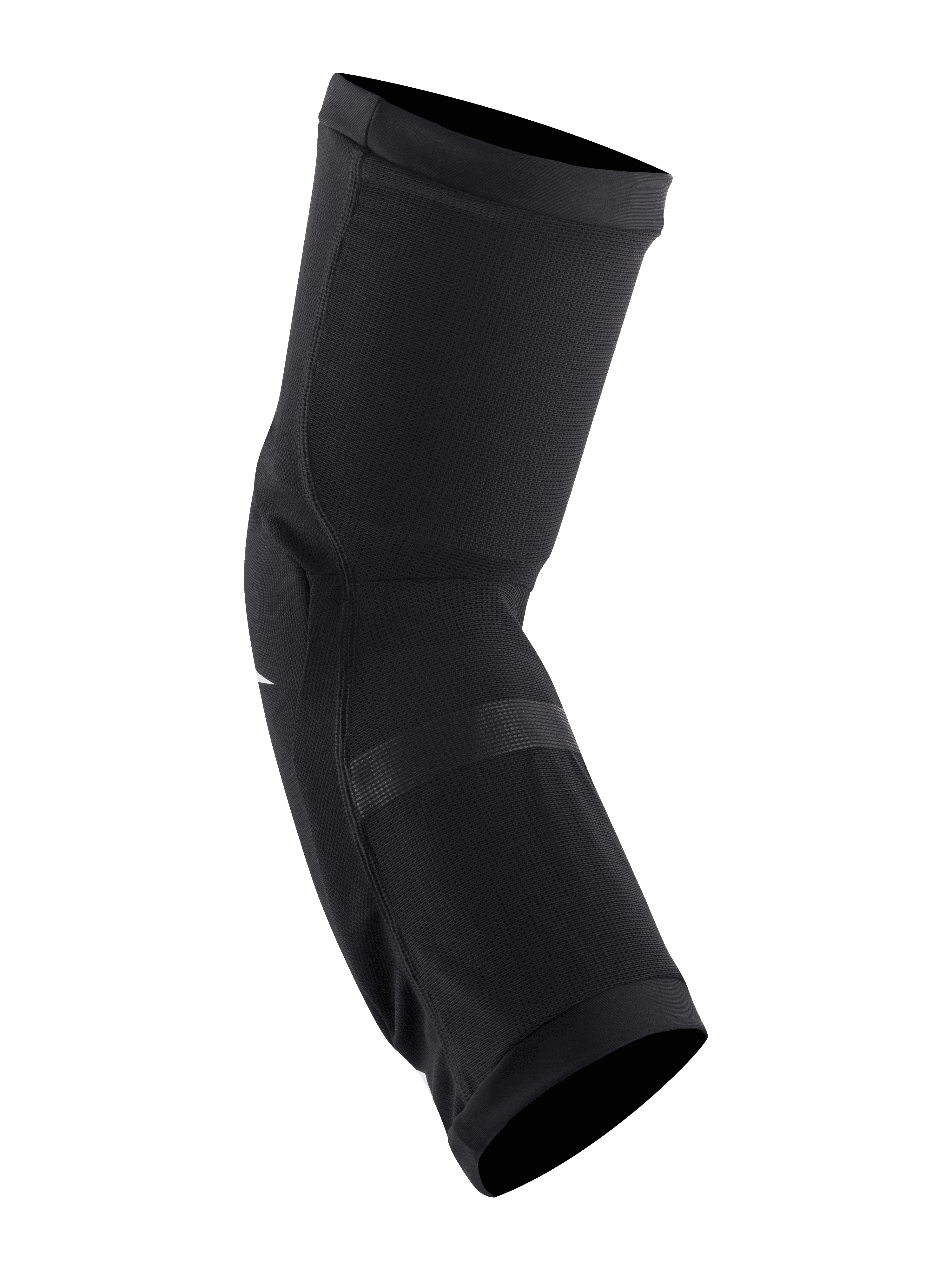 Ginocchiere Alpinestars Paragon Plus, nero e bianco, protezione ginocchio a infilare per mountain bike, struttura in rete elastica traspirante, vestibilità sagomata con polsini elasticizzati per ciclismo fuoristrada