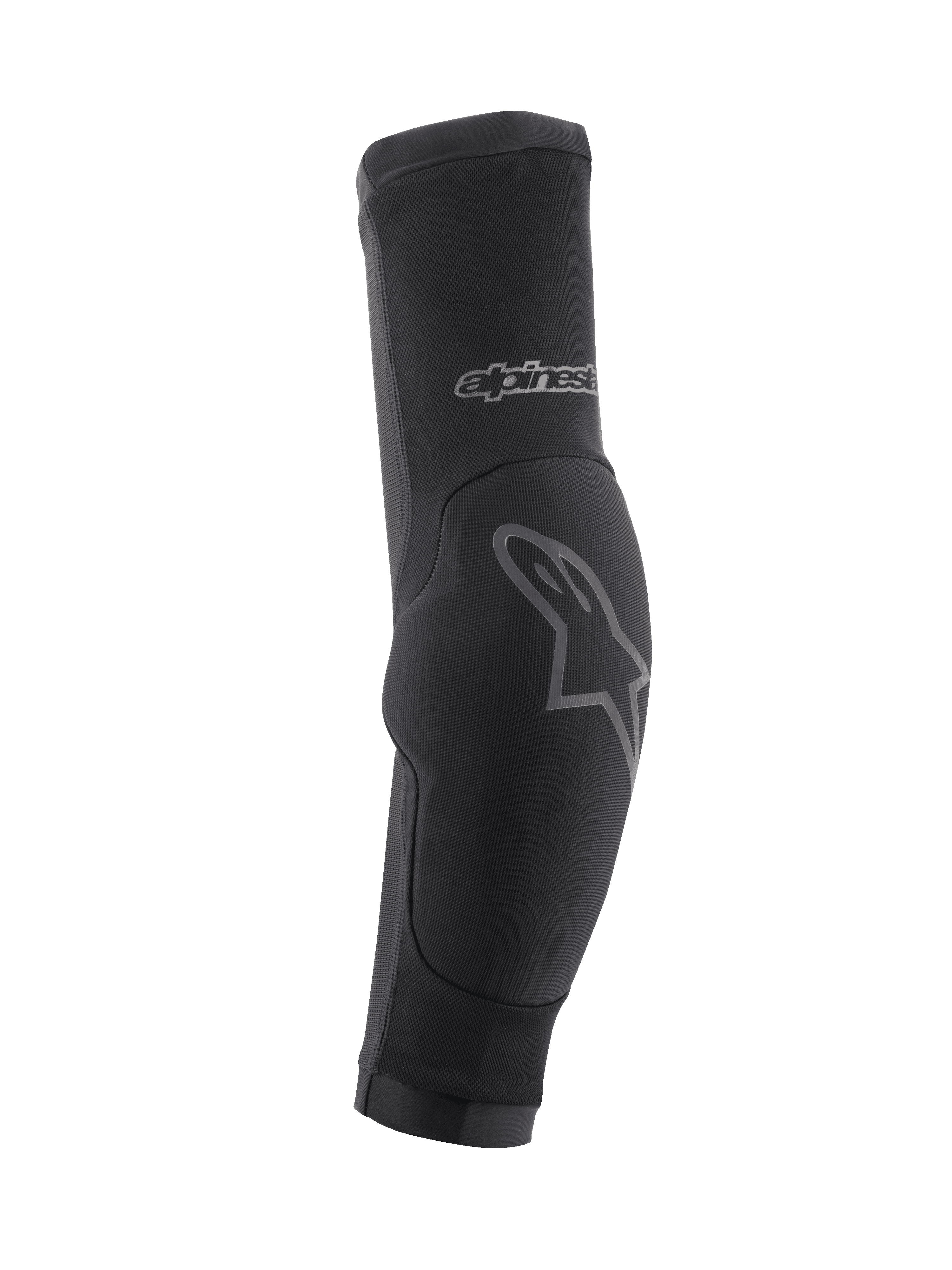 Alpinestars Paragon Plus Elbow Protectors, gomitiere MTB, nero con dettagli logo grigi, design a manica slip-on con sezione del gomito imbottita e materiale in rete traspirante, equipaggiamento protettivo per il ciclismo fuoristrada
