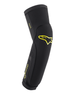 Alpinestars Paragon Plus, ginocchiere e parastinchi protettivi, nero con loghi Acid Yellow, protezione a calza per MTB, con mesh traspirante e tessuto rip-stop rinforzato, vestibilità ergonomica preformata per il ciclismo