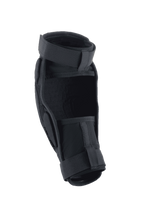 Alpinestars Protettore per gomito A-Impact Plasma Pro, nero, vista posteriore con chiusura a doppio cinturino e pannelli in rete traspirante, design ergonomico per la protezione in mountain bike