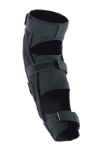 Alpinestars A-Impact Plasma Pro Knee Shin Protector, nero, vista posteriore con sistema di chiusura a triplo cinturino, pannelli in rete traspirante e design ergonomico pre-curvato per la protezione nel ciclismo off-road