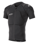 Alpinestars Paragon Lite Protection Jacket Short Sleeve, nero, giacca protettiva per mountain bike MTB con imbottiture integrate su spalle e petto, cerniera frontale, tessuto in rete traspirante, loghi Alpinestars bianchi, design aderente per il trail riding