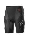 Alpinestars Vector Tech Shorts, pantaloncini protettivi da ciclismo, neri con pannelli in mesh rossi, logo a stella bianco sulla coscia, design a compressione imbottito con protezioni in schiuma EVA, attrezzatura per MTB e downhill