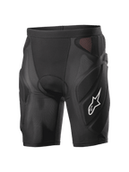 Alpinestars Vector Tech Shorts, pantaloncini protettivi da ciclismo, neri con pannelli in mesh rossi, logo a stella bianco sulla coscia, design a compressione imbottito con protezioni in schiuma EVA, attrezzatura per MTB e downhill