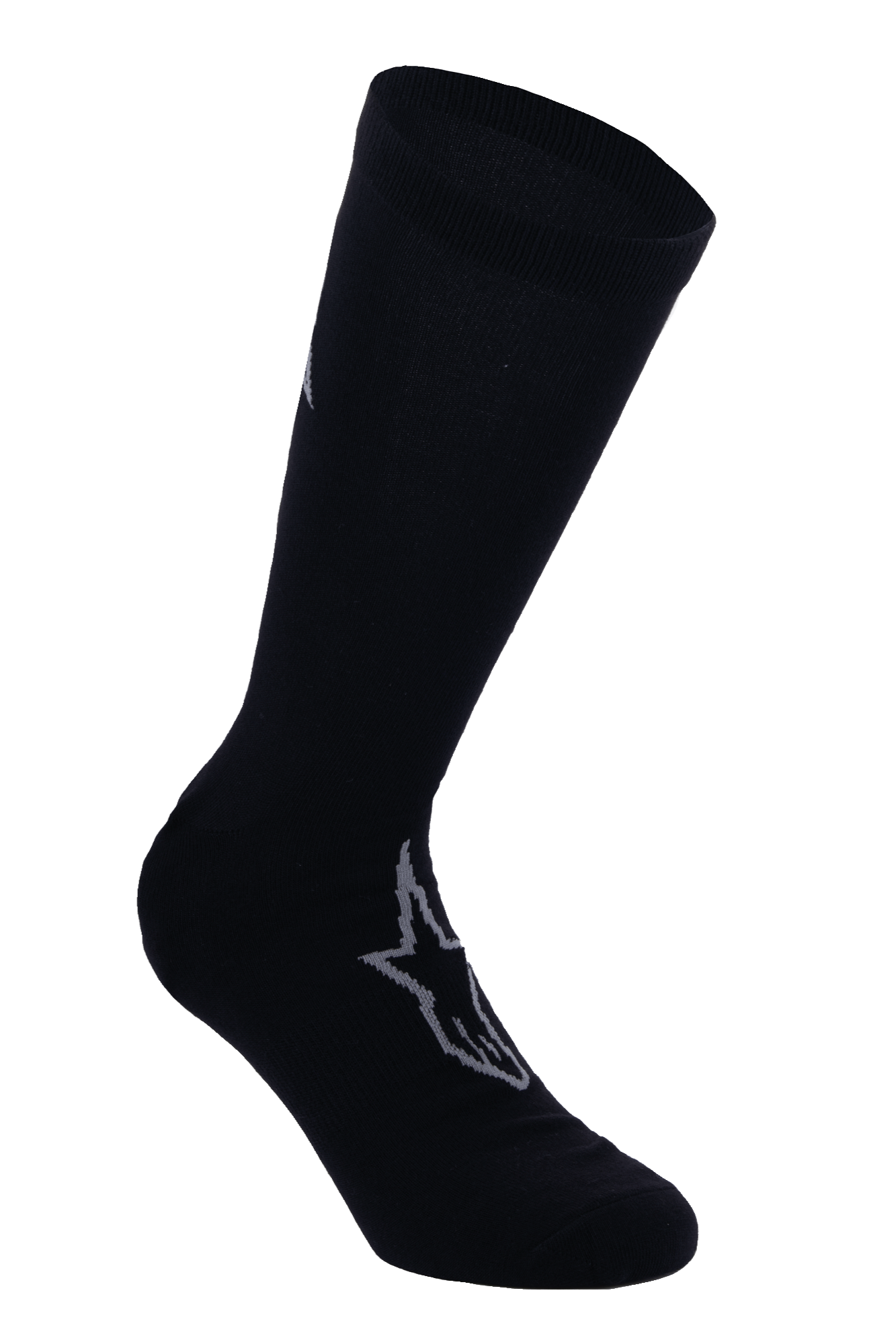Alpinestars A-Dura Thermal Socks, calze da ciclismo nere con logo Astars grigio, lunghezza a metà polpaccio con bordo a coste, tessuto termico elasticizzato liscio per mountain bike invernale