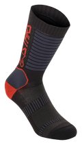Alpinestars Paragon Lite Socks 19, calze tecniche da ciclismo, nero con dettagli rosso brillante e grigio, lunghezza 19 cm a metà polpaccio, con pannelli in mesh traspirante, texture a costine e tallone rinforzato