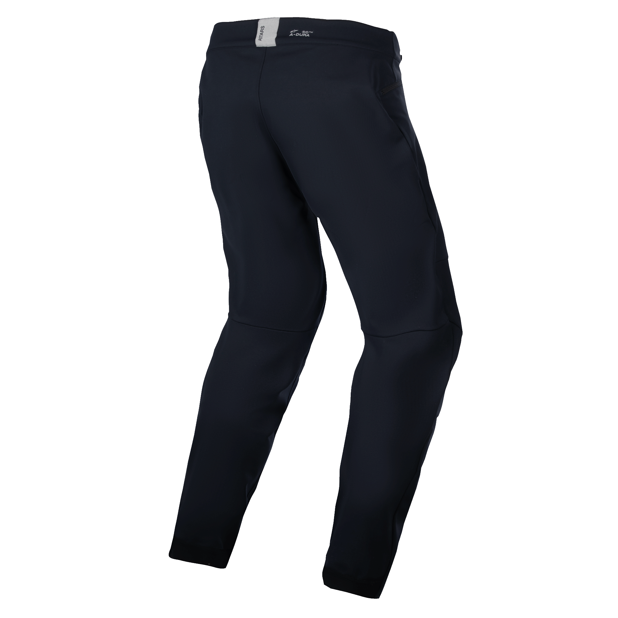 Alpinestars A-Dura Thermal Pant, pantaloni da mountain bike, nero, vista posteriore con design anatomico pre-curvato, piccolo logo ASTARS sulla fascia in vita posteriore, stile minimalista per trail ed enduro