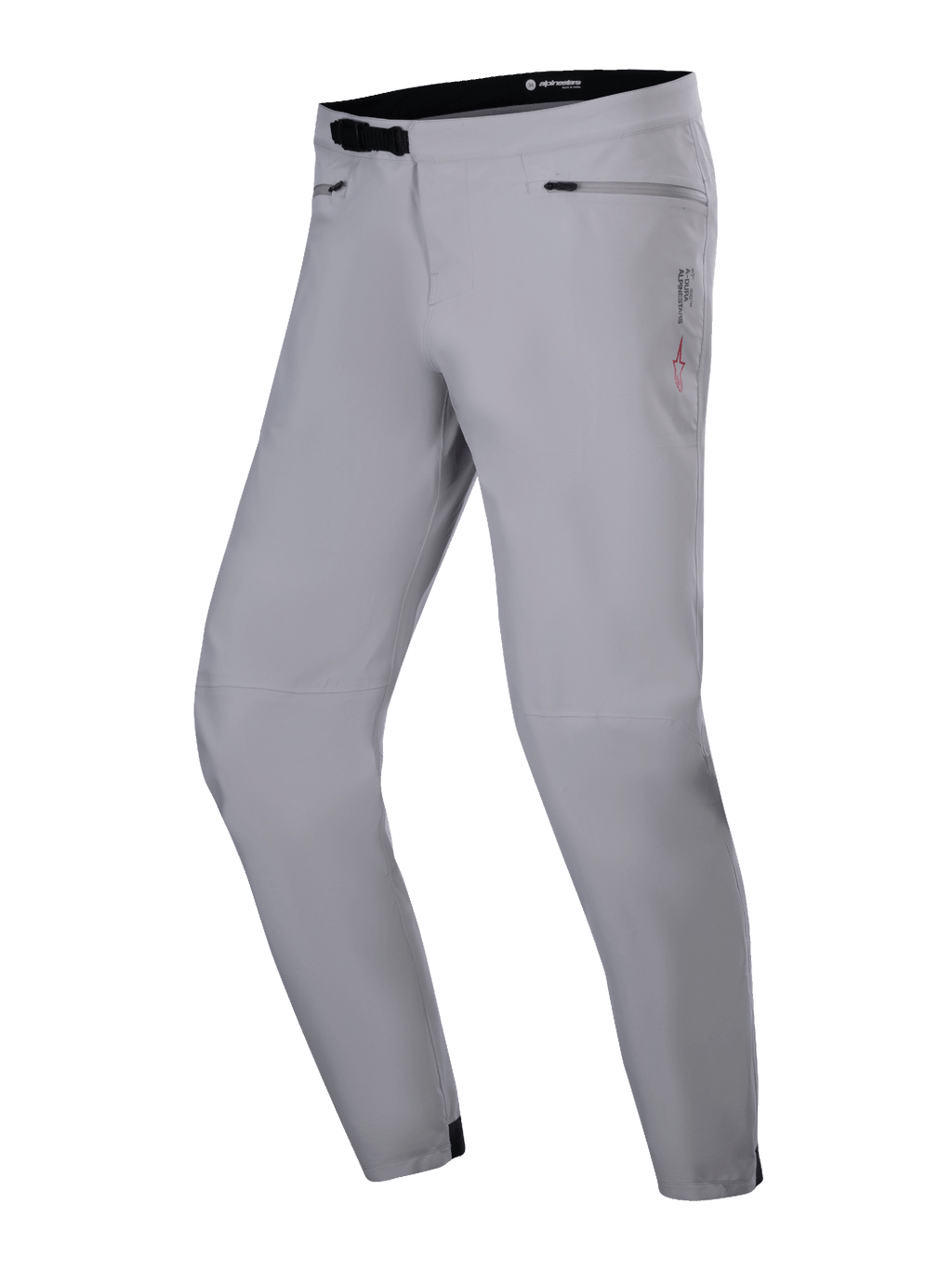 Alpinestars A-Dura Waterproof Pants, pantaloni da MTB, grigio titanio, con chiusura a cricchetto nera in vita, tasche con cerniera e gamba affusolata, design impermeabile e resistente per la mountain bike.