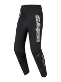 Pantaloni A-Supra Elite, abbigliamento MTB nero con grande scritta Astars grigia e tessuto stretch resistente.
