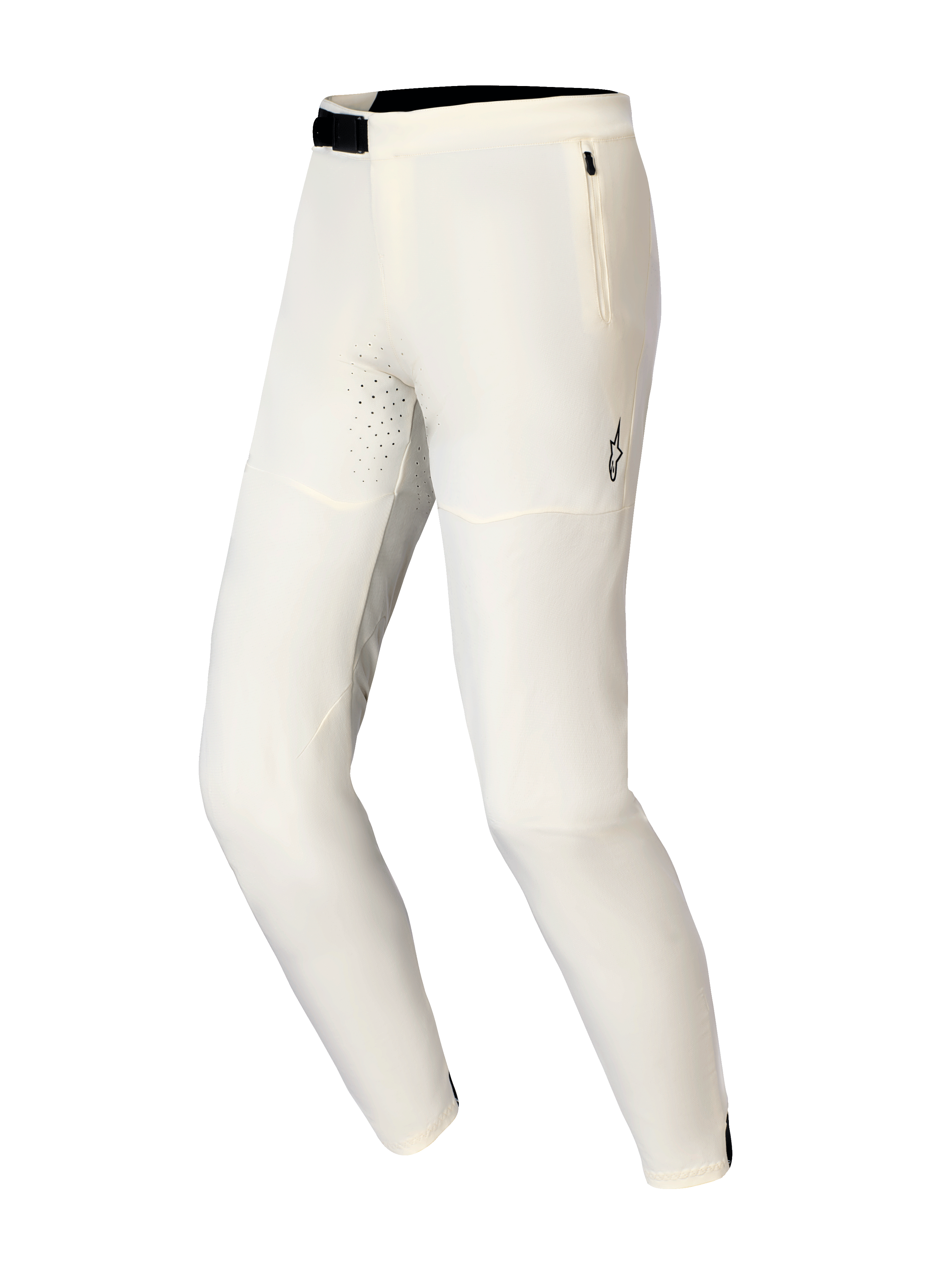 Alpinestars Pantaloni A-Aria Elite, pantaloni da mountain bike, ecru, con chiusura a fibbia magnetica nera, tasca laterale con zip e fori di ventilazione tagliati al laser, design orientato alle prestazioni per il ciclismo fuoristrada