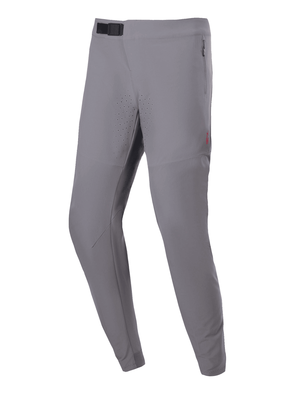 Alpinestars A-Aria Elite Pants, pantaloni da ciclismo MTB, grigio scuro, con perforazioni tagliate al laser sulle cosce, chiusura con fibbia magnetica nera in vita e tasche laterali con zip, vestibilità performante per il trail riding off-road