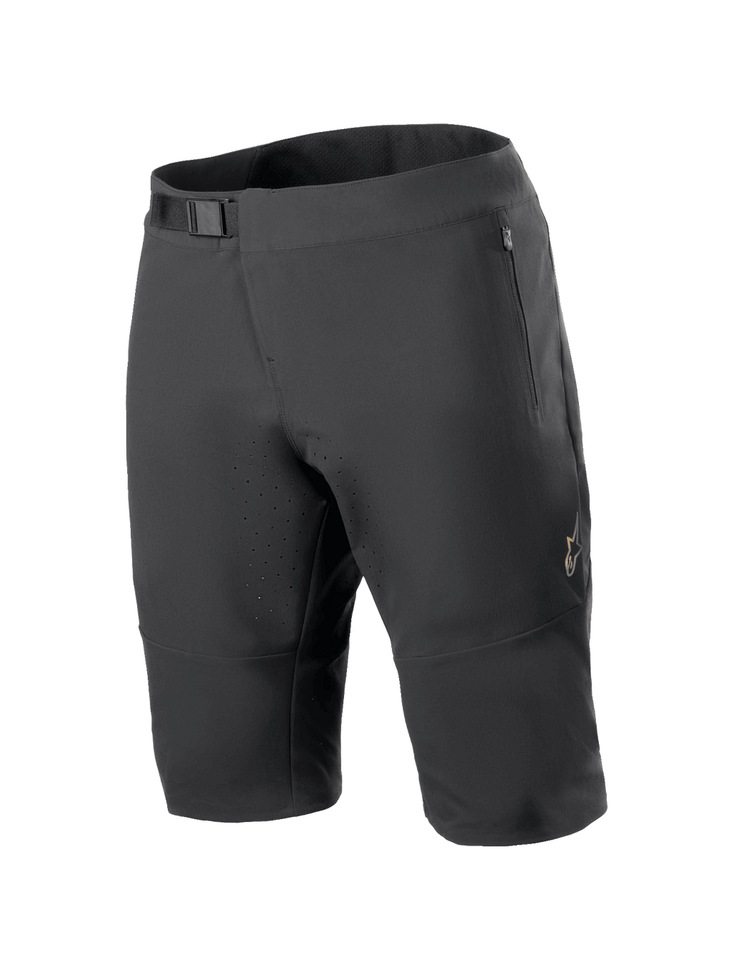 Alpinestars A-Aria Elite Shorts, pantaloncini da mountain bike, nero, con chiusura in vita con fibbia magnetica, tasche con zip, fori di ventilazione tagliati al laser e tessuto elasticizzato in 4 direzioni per il ciclismo fuoristrada