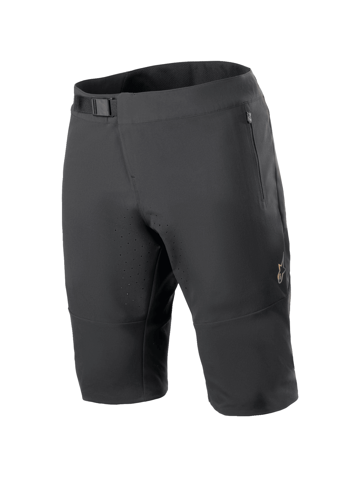 Alpinestars A-Aria Elite Shorts, pantaloncini da mountain bike, nero, con chiusura in vita con fibbia magnetica, tasche con zip, fori di ventilazione tagliati al laser e tessuto elasticizzato in 4 direzioni per il ciclismo fuoristrada