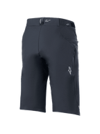 Pantaloncini Alpinestars A-Dura Elite, pantaloncini da mountain bike, nero, vista posteriore a tre quarti con tasca laterale con zip, logo Astars bianco e marchio "DURA" sulla fascia in vita, tessuto Cordura resistente elasticizzato in 4 direzioni per il ciclismo fuoristrada