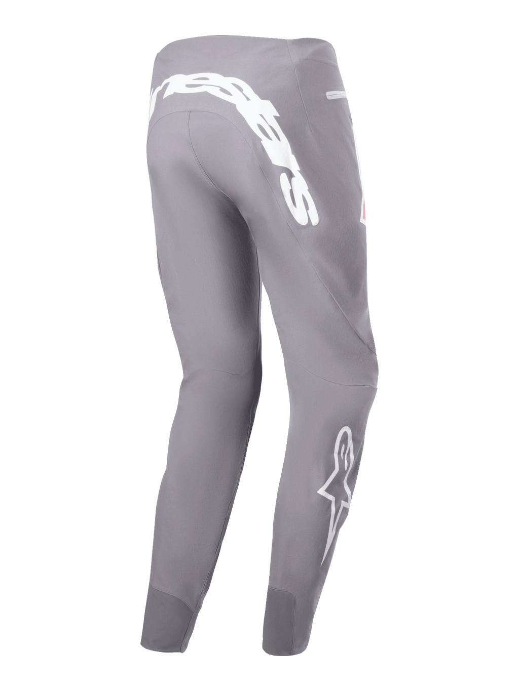 Alpinestars A-Supra Race Pants, pantaloni da gara MTB, grigio scuro, con grande logo testuale bianco sul carré posteriore e logo a stella bianco sulla parte inferiore della gamba, vestibilità performante affusolata con tessuto elasticizzato a 4 vie, abbigliamento da ciclismo off-road resistente