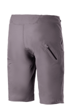 Alpinestars Drop Algorithm Shorts, pantaloncini da mountain bike, grigio Sparrow, vista posteriore che evidenzia la tasca termosaldata sulla gamba con zip e la costruzione in tessuto elasticizzato resistente per la guida MTB off-road