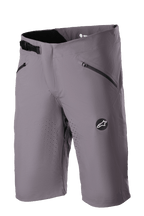 Alpinestars Drop Algorithm Shorts, pantaloncini da mountain bike, grigio Sparrow, ventilazione traforata al laser sulle cosce, due tasche nere con zip, fibbia a cricchetto regolabile in vita, patch con logo Alpinestars, tessuto tecnico elasticizzato leggero