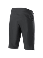 Alpinestars A-Dura Liner Shorts, pantaloncini MTB neri, vista posteriore di tre quarti, con tasca laterale con zip, tessuto elasticizzato resistente e design atletico essenziale per il ciclismo fuoristrada