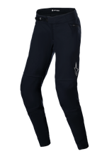 Pantaloni Alpinestars Stella A-Dura Thermal, pantaloni MTB da donna, nero, con chiusura in vita a cricchetto, tasca sui fianchi con cerniera e logo Alpinestars riflettente sulla coscia, design anatomico pre-curvato per il massimo comfort alla guida