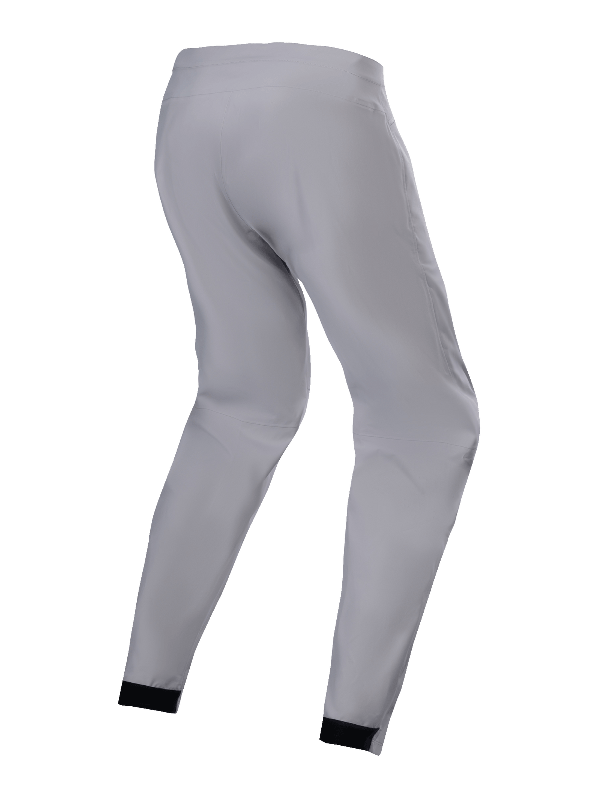 Alpinestars Woman Stella A-Dura Waterproof Pant, grigio titanio, vista laterale posteriore, pantaloni tecnici da MTB con polsini elasticizzati neri e vestibilità affusolata, progettati per il trail riding in condizioni di bagnato