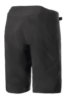 Alpinestars Stella Drop Algorithm Shorts da donna, nero, pantaloncini da mountain bike, vista posteriore che mostra i pannelli tecnici e la tasca diagonale con zip sulla gamba destra, design leggero e resistente per il ciclismo fuoristrada