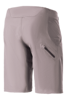 Alpinestars Stella Drop Algorithm Shorts da donna, pantaloncini da mountain bike, grigio Sparrow, vista posteriore con tasca sulla gamba saldata con zip, tessuto tecnico elasticizzato con vestibilità specifica per donna, progettati per il ciclismo trail e off-road ad alte prestazioni.