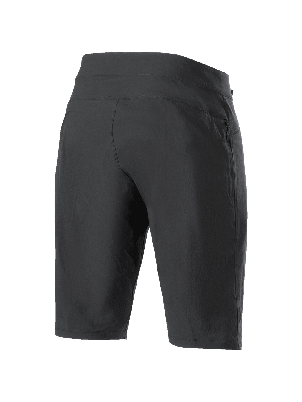 Alpinestars Stella A-Dura Shorts da donna, pantaloncini da mountain bike, nero, vista posteriore che mostra il resistente tessuto elasticizzato in 2 direzioni e la costruzione atletica, abbigliamento ad alte prestazioni per MTB e trail riding