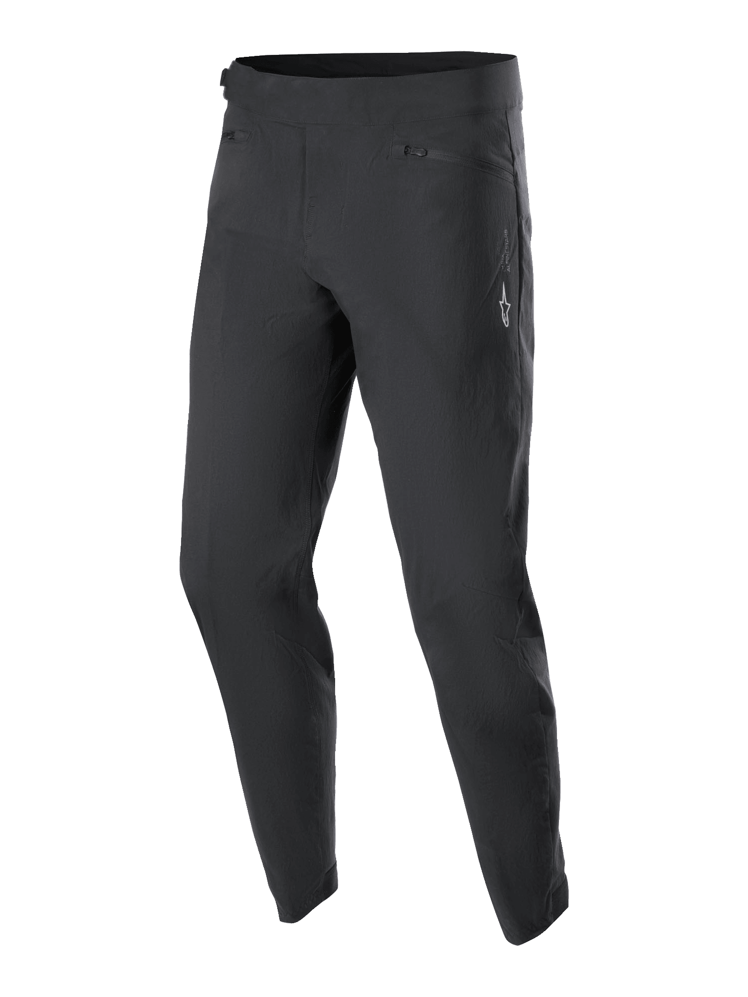 Alpinestars Youth A-Dura Pants, pantaloni da ciclismo MTB, nero, con due tasche frontali con zip e un piccolo logo Alpinestars bianco sulla coscia sinistra, design a gamba affusolata, tessuto elasticizzato resistente per mountain bike per ragazzi