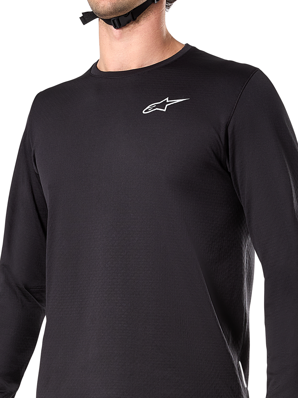 Alpinestars A-Dura Thermal Jersey, maglia da ciclismo a maniche lunghe, nero, con logo wordmark bianco sul petto, tessuto isolante foderato in pile, coda allungata, progettata per mountain bike con clima freddo