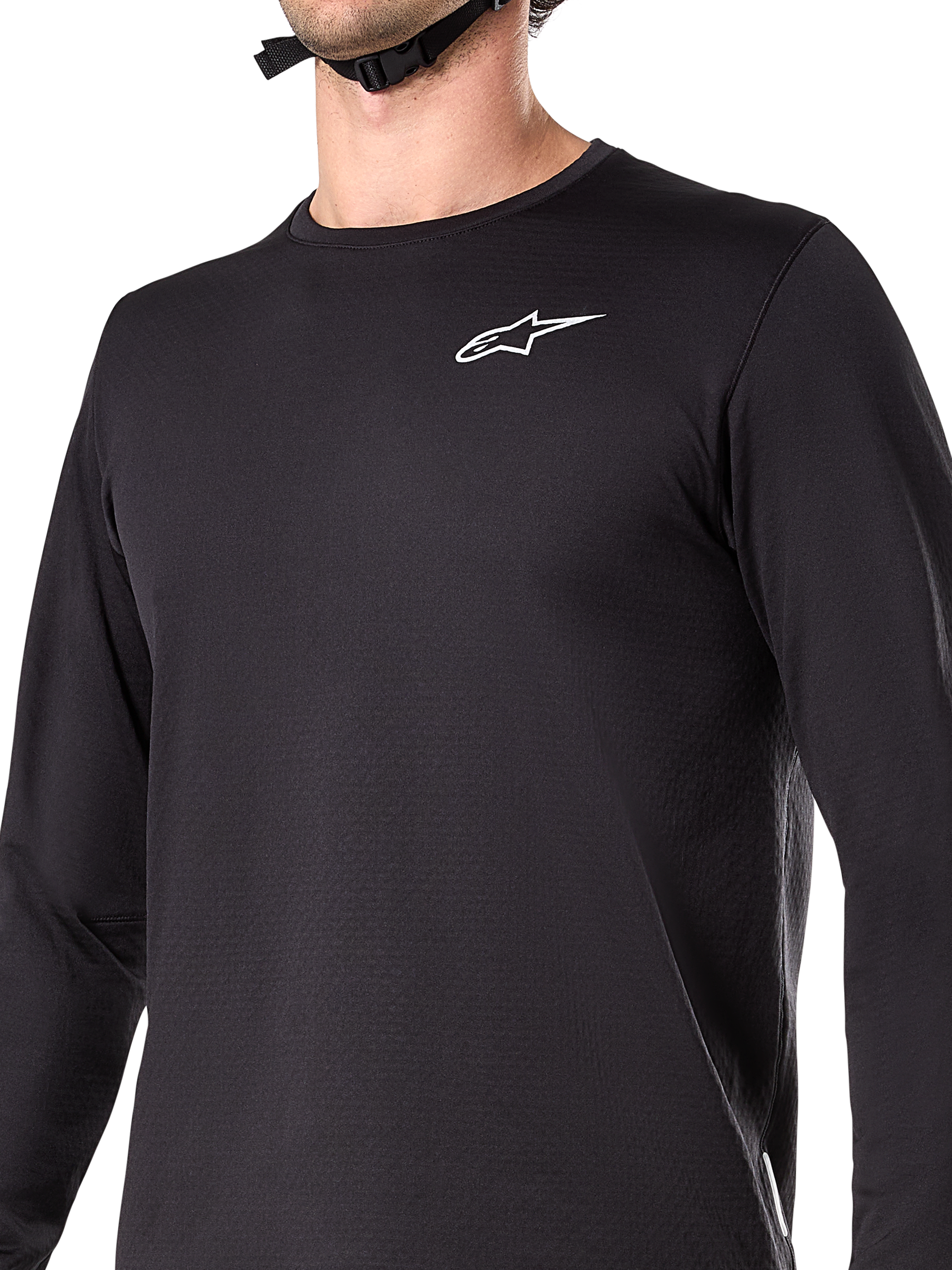 Alpinestars A-Dura Thermal Jersey, maglia da ciclismo a maniche lunghe, nero, con logo wordmark bianco sul petto, tessuto isolante foderato in pile, coda allungata, progettata per mountain bike con clima freddo