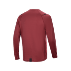 Alpinestars A-Dura Thermal Jersey, maglia da ciclismo a maniche lunghe, bordeaux, vista posteriore con coda allungata per maggiore copertura, tessuto termico isolante testurizzato, branding minimalista sull'orlo