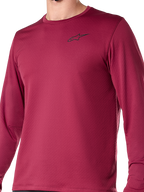 Alpinestars A-Dura Thermal Jersey, maglia da ciclismo a maniche lunghe, bordeaux, con piccolo logo nero sul petto, tessuto termico testurizzato, vestibilità regolare per mountain bike
