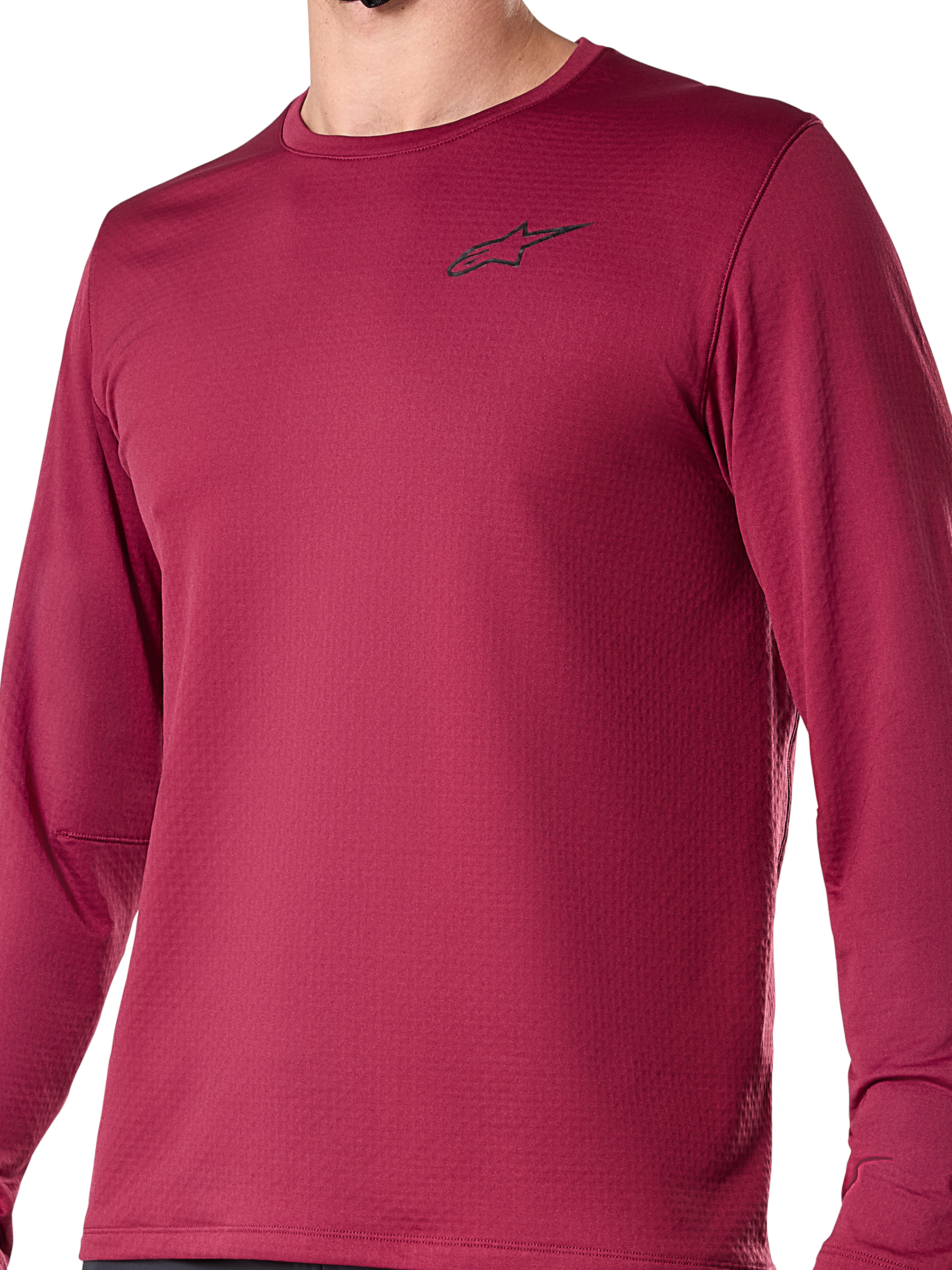 Alpinestars A-Dura Thermal Jersey, maglia da ciclismo a maniche lunghe, bordeaux, con piccolo logo nero sul petto, tessuto termico testurizzato, vestibilità regolare per mountain bike