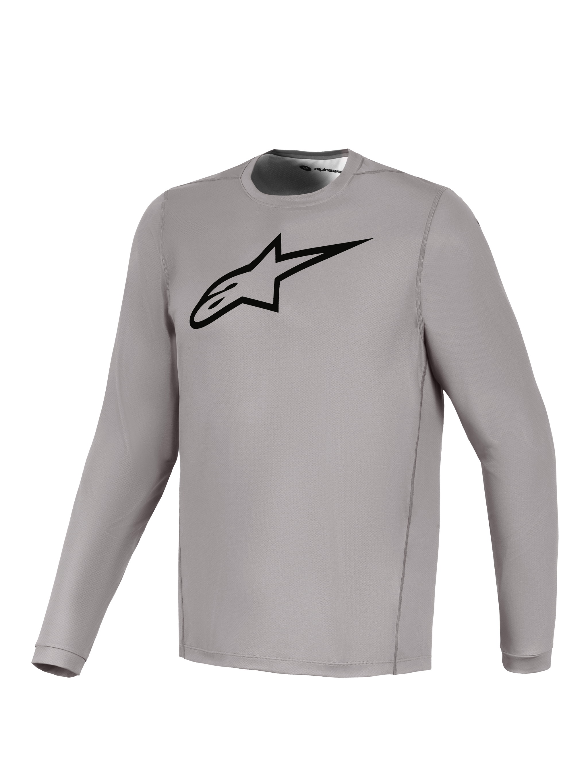 Maglia Alpinestars A-Dura Ride grigia a maniche lunghe, logo nero, tessuto tecnico traspirante per mountain bike.