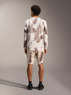 Completo MTB Alpinestars A-Dura Ride in sand camo, maglia a maniche lunghe e pantaloncini, vista posteriore.