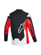 Maglia A-Dura Race rossa e nera, vista posteriore con logo Astars bianco e branding Alpinestars sulle maniche.