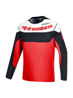 Maglia a maniche lunghe A-Dura Race rossa con branding Alpinestars e color-block nero e bianco per prestazioni MTB.