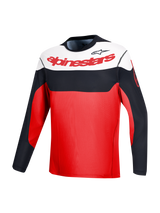 Maglia a maniche lunghe A-Dura Race rossa con branding Alpinestars e color-block nero e bianco per prestazioni MTB.