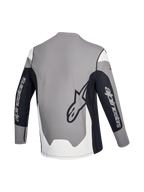 Maglia A-Dura Race, maglia MTB a maniche lunghe, vista posteriore nei colori grigio, nero e bianco con loghi del marchio