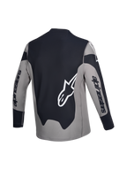 Alpinestars Maglia A-Dura Race, maglia da ciclismo MTB a maniche lunghe, vista posteriore, grigio e nero con loghi bianchi, leggero tessuto elasticizzato con orlo allungato
