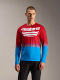 Maglia A-Dura ASTARS 2.0 a maniche lunghe, gradiente rosso e blu con logo bianco, abbigliamento tecnico da MTB.