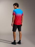 Maglia Alpinestars A-Dura ASTARS 2.0, sfumatura rosso e blu, vista posteriore, abbigliamento tecnico da MTB.