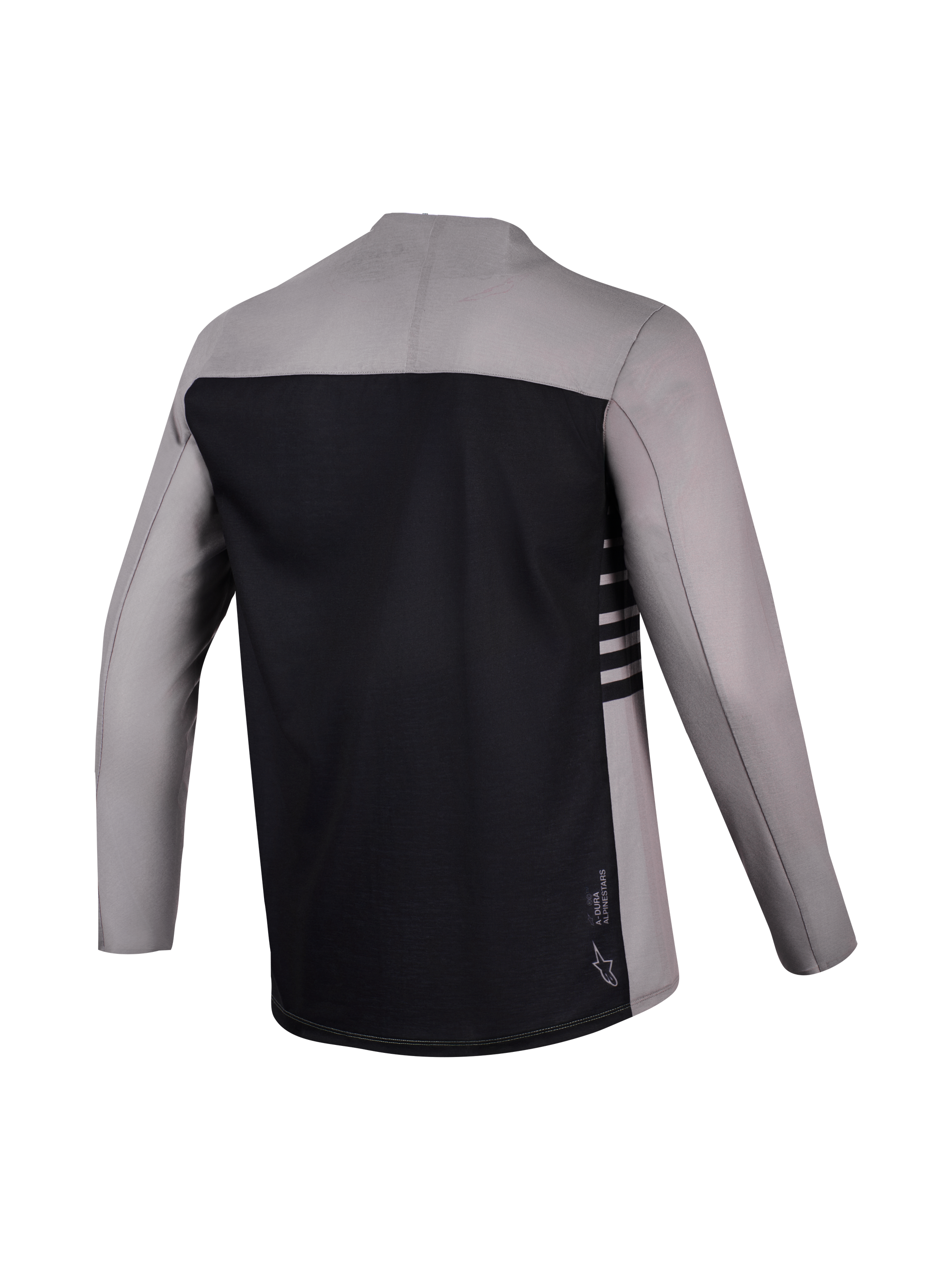 Maglia MTB Alpinestars A-Dura Elite 2.0, maniche lunghe grigio e nero con retro color-blocked per trail riding.