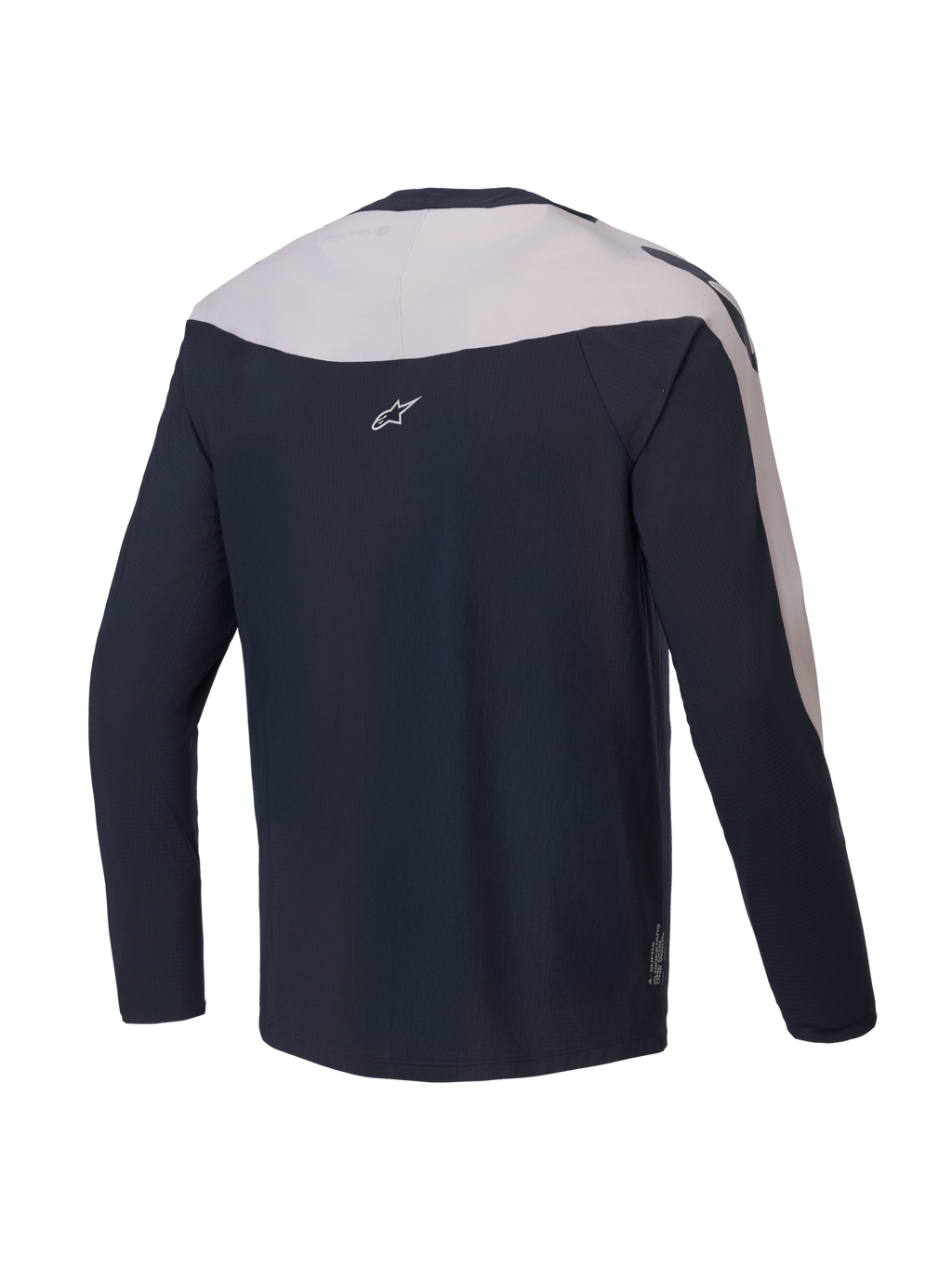 Alpinestars Maglia A-Supra Melt, maglia MTB a maniche lunghe, vista posteriore, nera e grigio chiaro, poliestere micro-perforato con pannelli elasticizzati