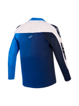 Maglia A-Supra Elite, vista posteriore blu brillante sfumato e bianca, abbigliamento MTB traspirante con logo Astars.