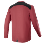 Alpinestars A-Dura Dri Astar Long Sleeve Jersey, bordeaux, maglia da mountain bike, vista posteriore con pannello di ventilazione in mesh nero sulle spalle, maniche lunghe, tessuto tecnico per ciclismo off-road