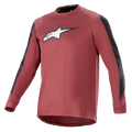 Alpinestars A-Dura Dri Astar Jersey a maniche lunghe, bordeaux e nero, tessuto drirelease traspirante, girocollo, logo Astar bianco sul petto, pannelli in mesh neri sulle maniche, abbigliamento tecnico da mountain bike