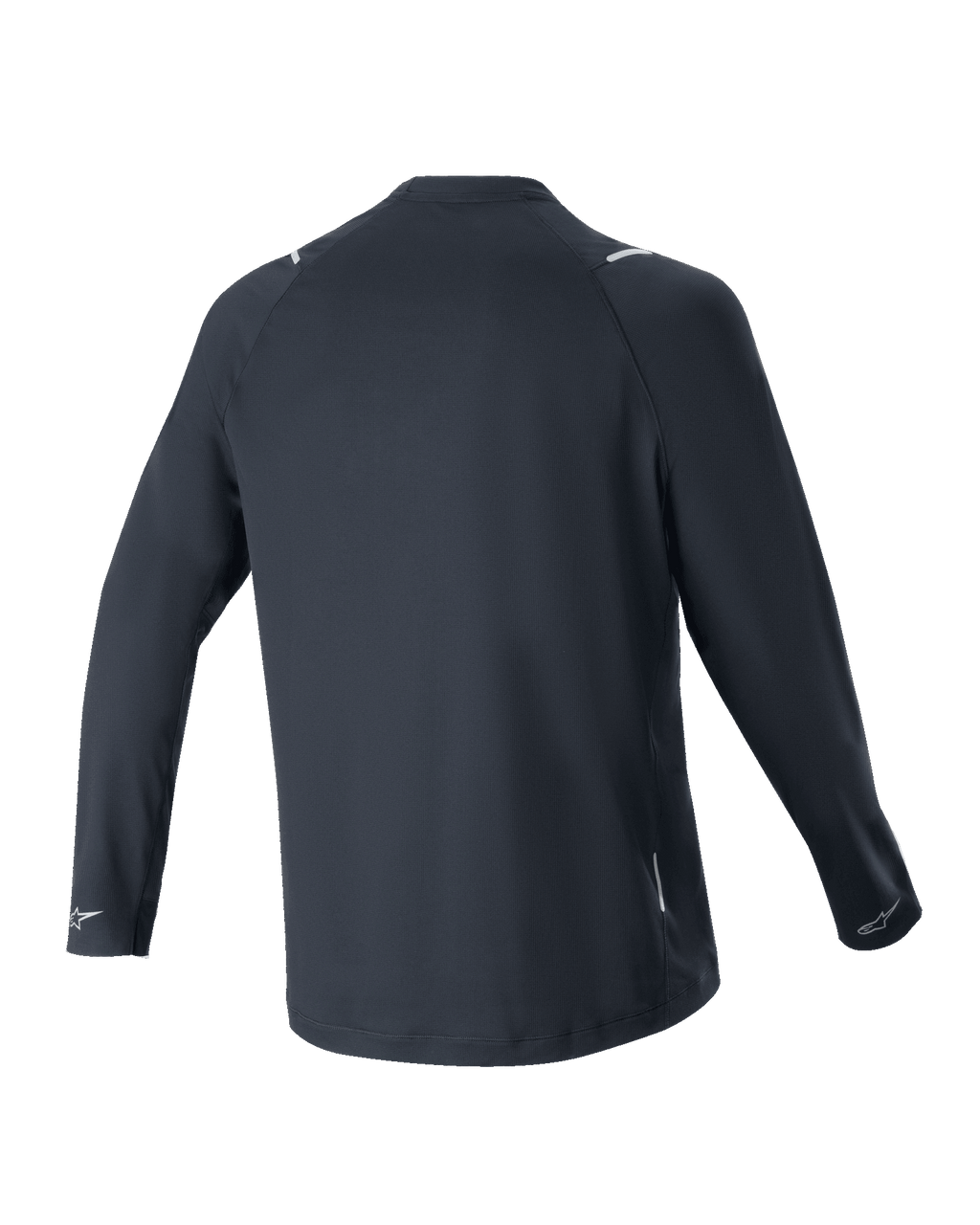 Alpinestars Maglia A-Aria Switch a maniche lunghe, nero, vista posteriore, tessuto in poliestere leggero e traspirante, dotata di coda più lunga per maggiore copertura e loghi Alpinestars riflettenti sui polsini, vestibilità performante per mountain bike