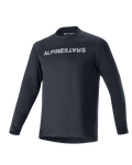 Alpinestars A-Aria Switch Long Sleeve Jersey, maglia da ciclismo MTB, nero, vistoso logo Alpinestars bianco sul petto, girocollo, tessuto leggero e traspirante, vestibilità performante per la guida fuoristrada