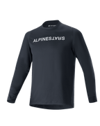 Alpinestars A-Aria Switch Long Sleeve Jersey, maglia da ciclismo MTB, nero, vistoso logo Alpinestars bianco sul petto, girocollo, tessuto leggero e traspirante, vestibilità performante per la guida fuoristrada